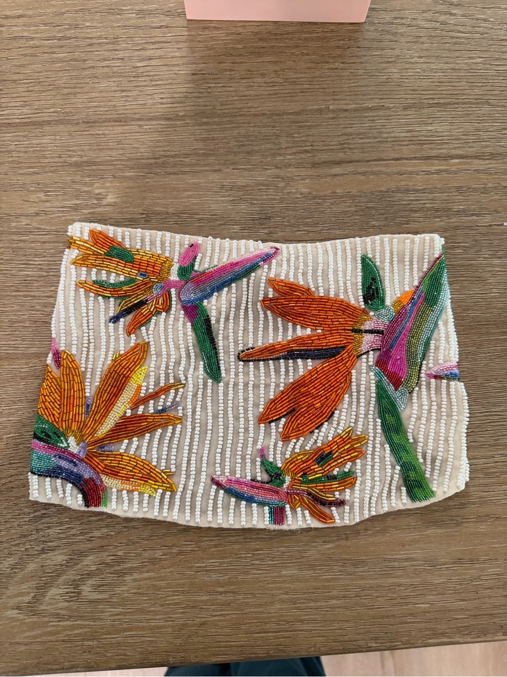 Mignonne Gavigan Birds of Paradise Scarf Necklace in white/ orange - NWT